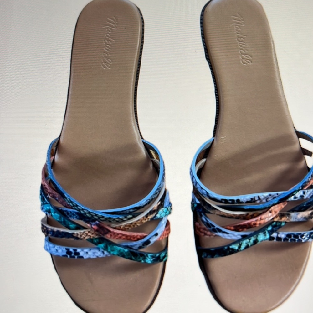 Madewell The Tracie Crisscross Slide Sandal in Snake Embossed Leather 9